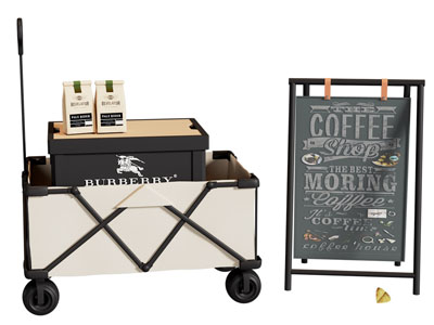 现代广告牌 摊位 折叠小推车咖啡摊位