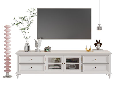美式奶油风电视柜 电视机