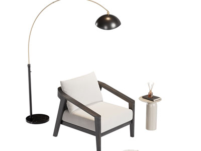 现代休闲椅子 落地灯 边几