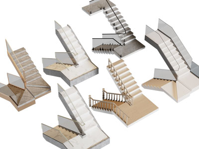 现代旋转楼梯3d模型 现代旋转楼梯