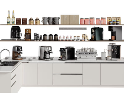 现代厨房电器 茶具杯子 厨具摆件组合3d模型 现代厨房电器 茶具杯子 厨具摆件组合