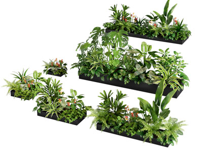 现代花坛花草花卉植物盆景盆栽3d模型 现代花坛花草花卉植物盆景盆栽