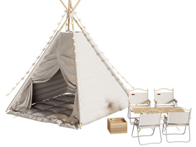 现代帐篷 营地可折叠休闲餐桌椅组合3d模型 现代帐篷 营地可折叠休闲餐桌椅组合