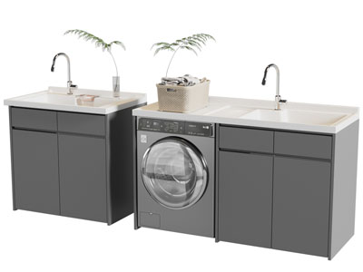 现代阳台洗衣机收纳柜