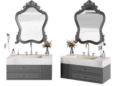 欧式洗手台 镜子 浴室柜