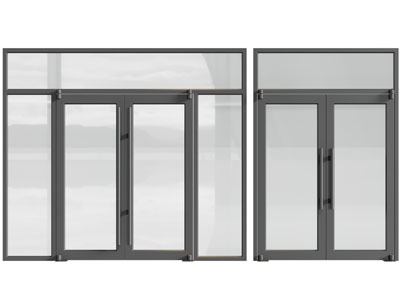 现代办公玻璃大门 双开门