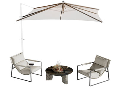 现代遮阳伞 休闲椅子 边几