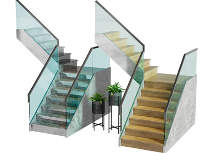 现代玻璃扶手旋转楼梯3d模型 现代玻璃扶手旋转楼梯