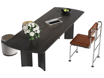 现代中古风书桌椅组合3d模型 现代中古风书桌椅组合