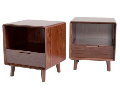 现代中古风实木床头柜