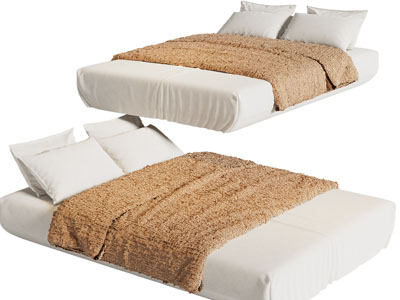 现代布艺无床头双人床