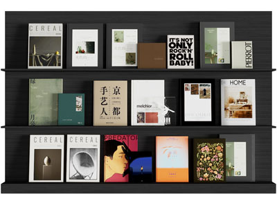 现代黑色开放式书籍 书本展示柜 展架