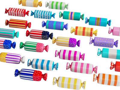 现代包着糖纸的糖果 食物