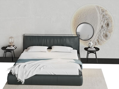 现代双人床 床头几