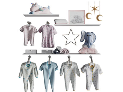 现代童装美陈 展览展示墙3d模型 现代童装美陈 展览展示墙