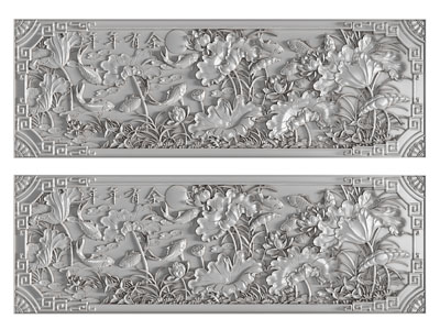 新中式荷花浮雕 装饰挂画3d模型 新中式荷花浮雕 装饰挂画