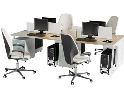 现代办公桌椅组合3d模型 现代办公桌椅组合