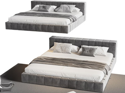 现代布艺双人床