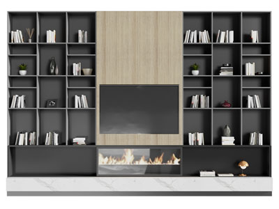 现代装饰书柜 电视背景墙