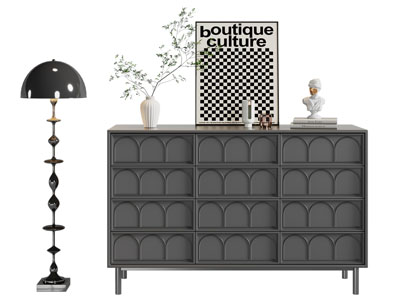 法式玄关柜 边柜 落地灯3d模型 法式玄关柜 边柜 落地灯