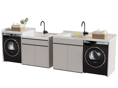 现代阳台洗衣机收纳柜