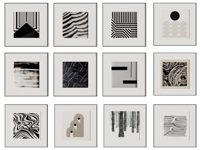 现代黑白装饰挂画3d模型 现代黑白装饰挂画