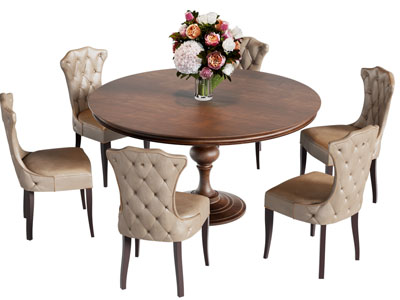 美式中古风圆形餐桌椅组合3d模型 美式中古风圆形餐桌椅组合