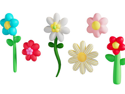 现代卡通花卉 卡通场景3d模型 现代卡通花卉 卡通场景