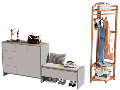 现代鞋柜 换鞋凳 衣架