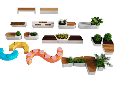 现代景观公共椅子