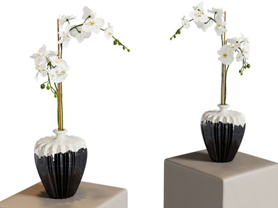 现代陶瓷花瓶花卉3d模型 现代陶瓷花瓶花卉