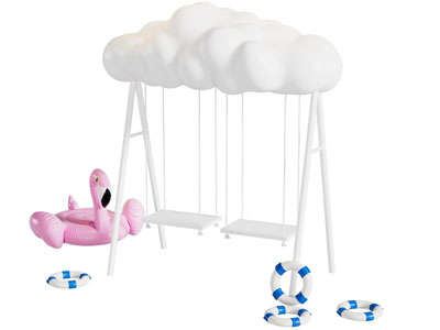 现代云朵秋千架 游泳圈