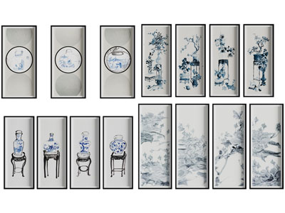 新中式装饰挂画3d模型 新中式装饰挂画