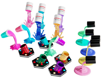 现代倒出来的涂料 颜料 油漆桶美陈 摆件组合