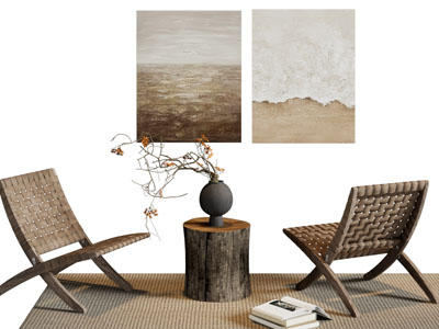 侘寂风休闲椅子 装饰挂画