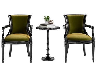 法式休闲椅子 扶手椅子 边几