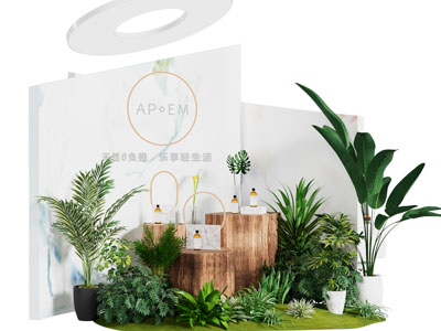 现代产品展示植物墙 美陈3d模型 现代产品展示植物墙 美陈
