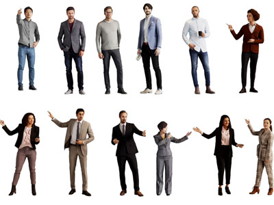 现代职场男人 女人 多人3d模型 现代职场男人 女人 多人