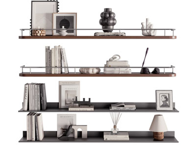 现代墙面书本 饰品 摆件组合 收纳置物架3d模型 现代墙面书本 饰品 摆件组合 收纳置物架