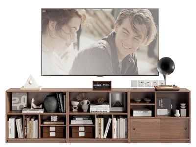 现代中古风电视柜 书柜 电视