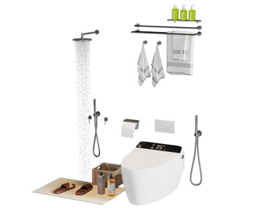 现代马桶 淋浴花洒 毛巾架 卫浴小件3d模型 现代马桶 淋浴花洒 毛巾架 卫浴小件