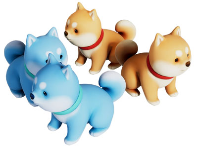 现代卡通狗雕塑雕刻 摆件组合 儿童玩偶玩具