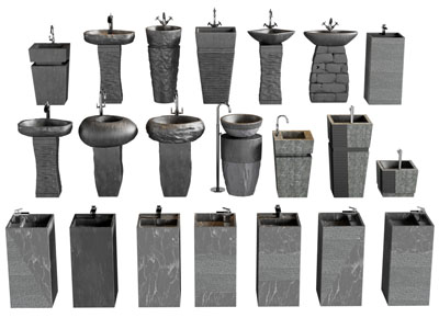 侘寂风立式洗手台 洗手盆