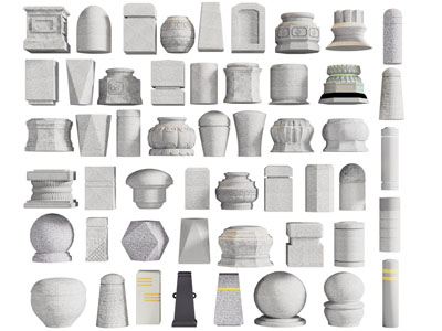 新中式柱基 路障石柱 挡车石 车挡石 石墩子