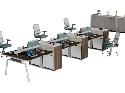 现代办公桌椅组合3d模型 现代办公桌椅组合