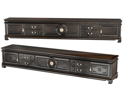 新中式雕花装饰的电视柜