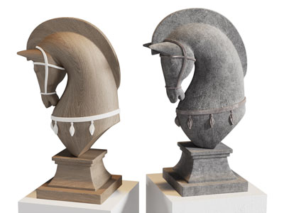 现代马头雕塑雕刻 摆件组合3d模型 现代马头雕塑雕刻 摆件组合