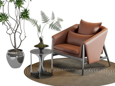 现代休闲椅子 边几