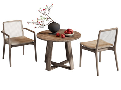 侘寂风休闲餐桌椅组合3d模型 侘寂风休闲餐桌椅组合