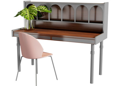 法式书桌椅组合3d模型 法式书桌椅组合